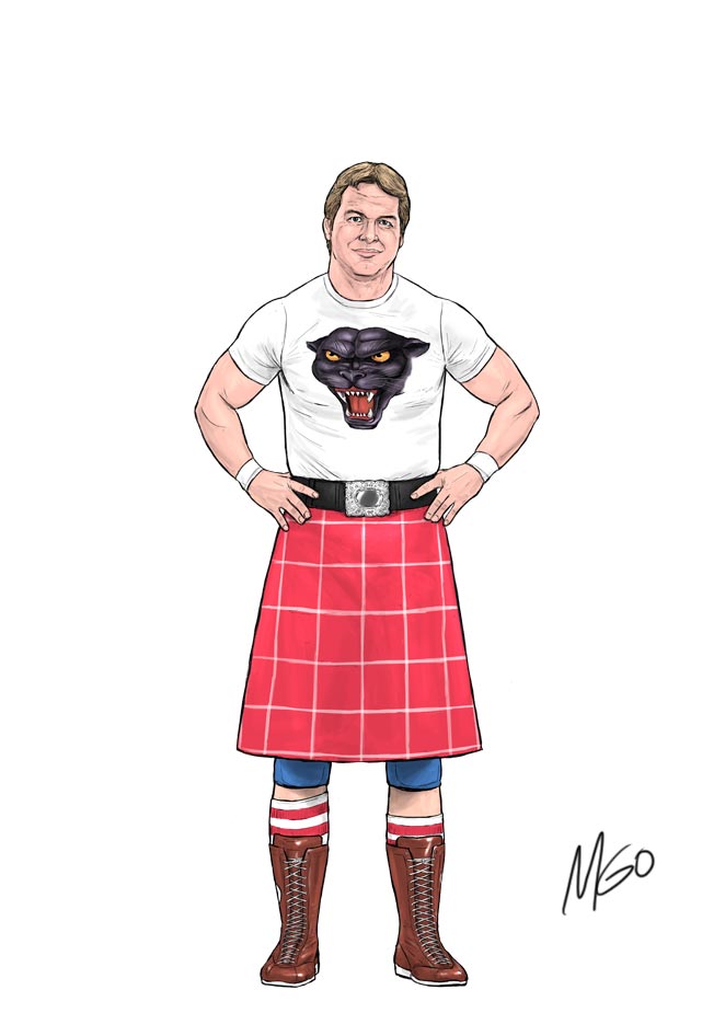 Scottish Wrestler illustration by Preserved Dragons Marten Go